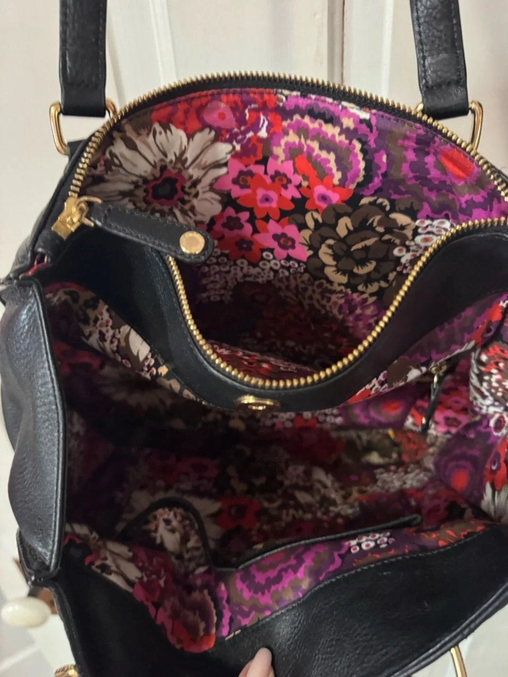 Vera Bradley Black Quilted Tote with Gold Hardware